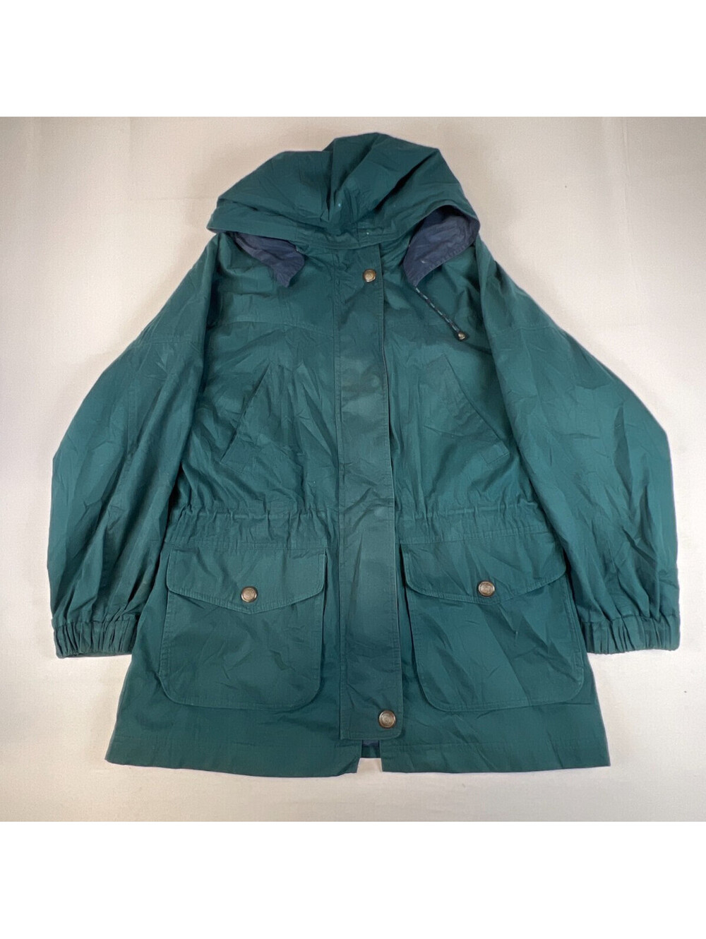 Vintage Pacific Trail Women Medium Teal Hooded Field Jacket Utility Coat